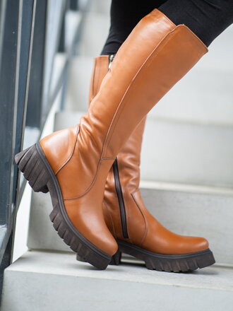Luxus-Lederstiefel für Damen braun KEROL 03