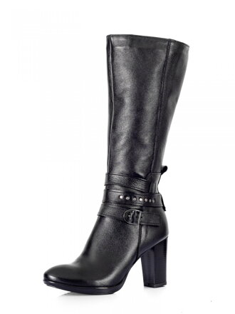 VERSABE Lederstiefel auf Absatz mit Schnalle Ema 09 schwarz