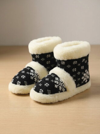 Warme Pantoffeln Modell 47 aus Schafwolle schwarz