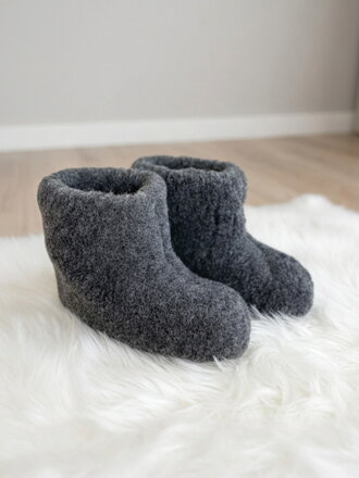 Wunderbar warme Hausschuhe aus Schafwolle, Modell 26, grau