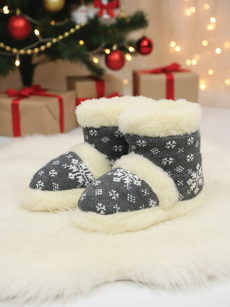 Warme Pantoffeln Modell 48 aus Schafwolle grau