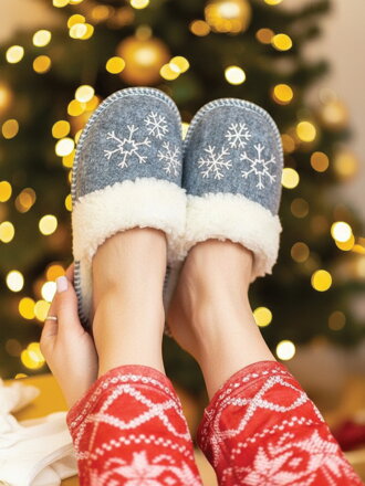 Warme Damen Pantoffeln Modell 22 Filzschneeflocken