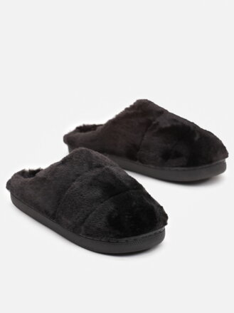 Schwarze Plüsch-Damenhausschuhe C43-38