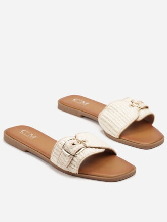 Beige Damen Flip-Flops mit Schnalle 5259-42