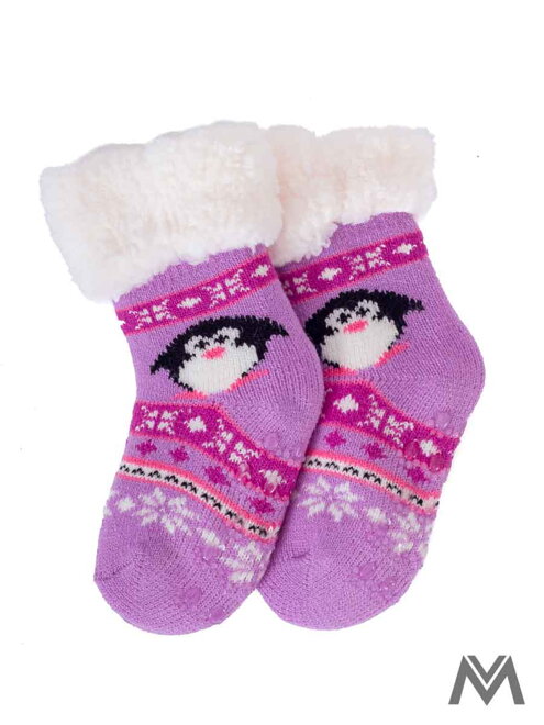 Thermosocken &quot;Pinguin&quot; für Babys lila