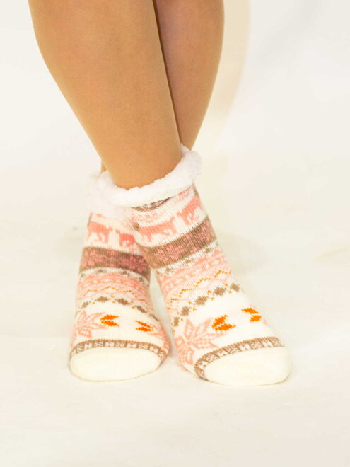 Tolle Kinder Thermo-Socken Weihnachtswunder beige-lachs