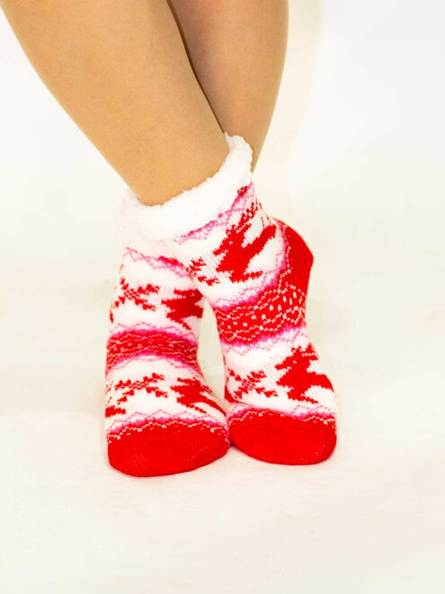 Tolle Kinder Thermo-Socken Rentier rot-weiß