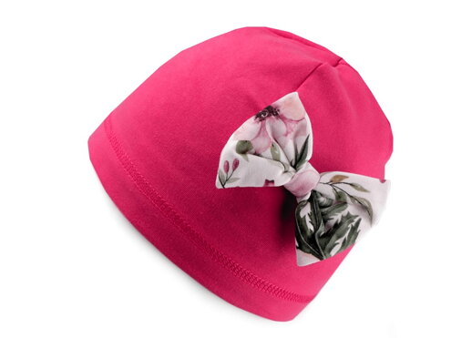 Dievčenská čiapka s mašličkou v ružovej farbe