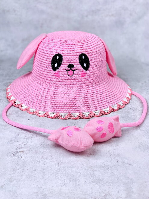 Dievčenský klobúk B-54  baby ružový s hravými uškami 