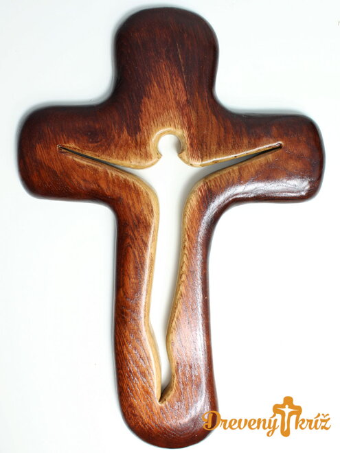 Drevený dubový krížik 50x35cm 009
