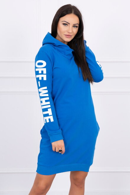 Damen Sport-Sweatshirt Kleid 62072 OFF WHITE blau