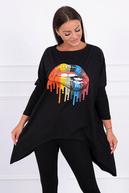 Damen OVERSIZE Sweatshirt mit Asymmetrie 9006 schwarz