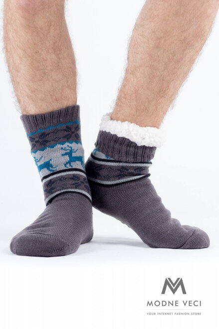 Herren Thermosocken rutschfest Rentier- dunkelgrau