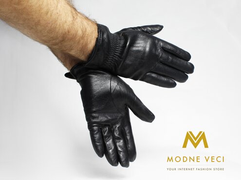 Pánske kožené rukavice čierne model 2