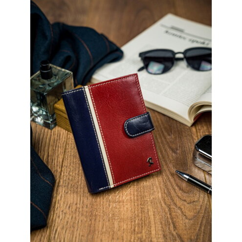 Pánska kožená peňaženka 326L-RBA-D modro-červená