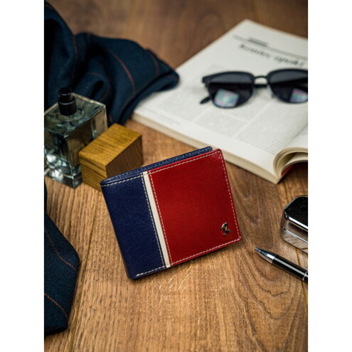 Pánska kožená peňaženka Rovicky 323-RBA-D/7023 modro-červená