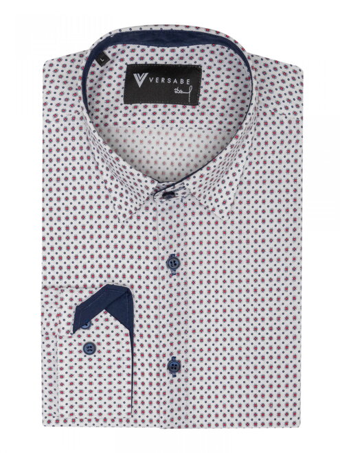 Luxus Herren Hemd VS-PK-1907 weiß mit Muster