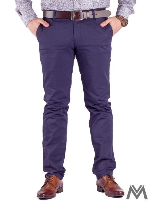 Slimkové pánske nohavice 48-2 tmavo- modrá