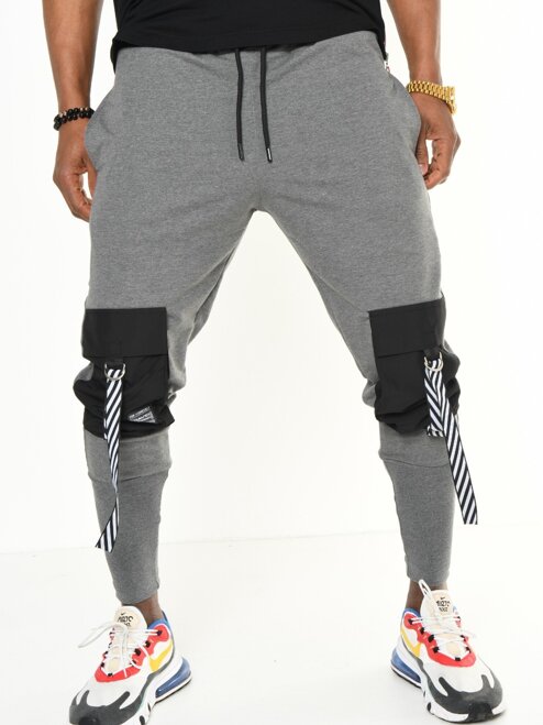 Moderne Herren Cargo Jogginghose JOGGER hellgrau