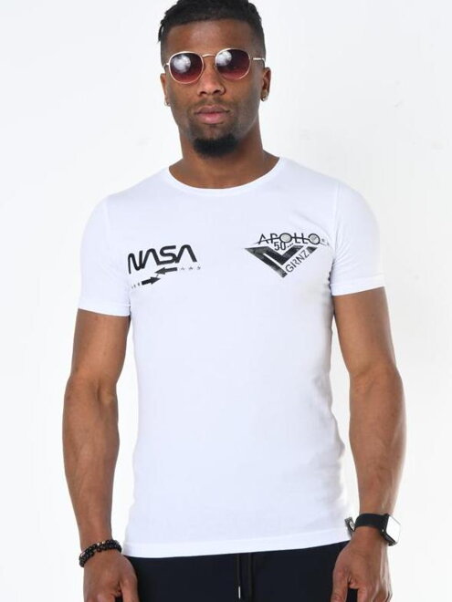 Pánske tričko krátky rukáv NASA biele