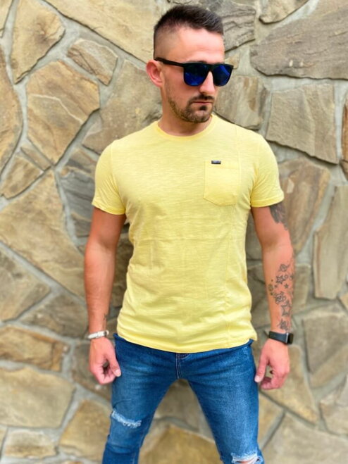 Herren T-Shirt mit Brusttasche gelb