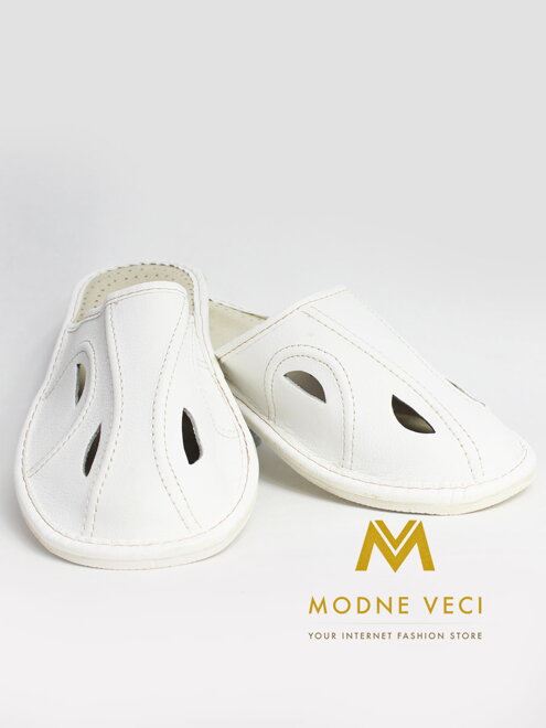 Moderne Herren Leder-Hausschuhe Modell 1C weiß