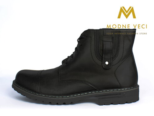 Kožené topánky pre muža na zimu 87C čierne
