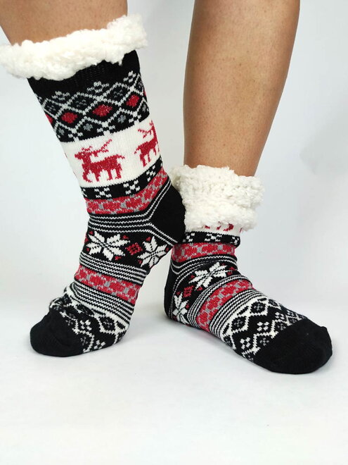 Weihnachts Thermo Socken 20-02 glitzer Rentier schwarz