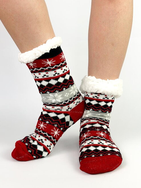 Protišmykové vianočné ponožky L26031 červené