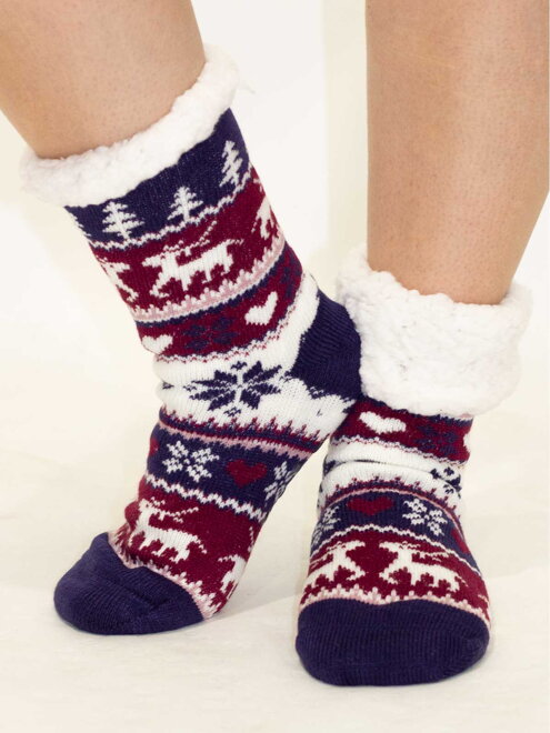 Damensocken Rentier+Herz L-28052 dunkelblau