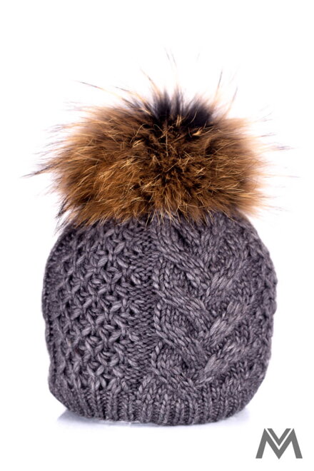Damen Strickmütze mit Bommel ANIA dunkelgrau