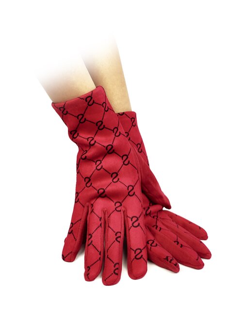 Gemusterte Damen Handschuhe im eleganten Design rot