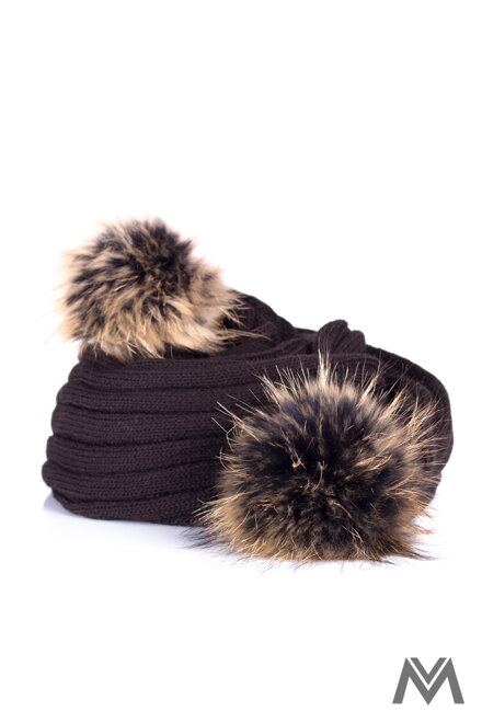Damen Strickschal mit Bommeln ANDREA schwarz