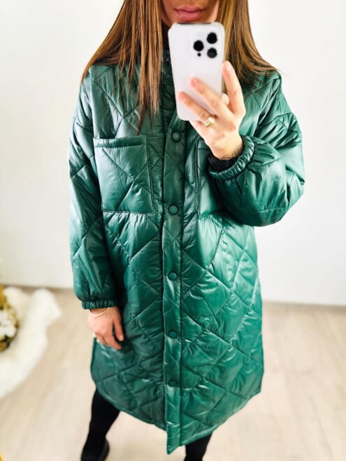 Trendy prešívaná bunda v zelenej farbe 