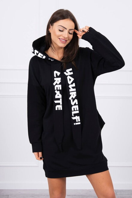 Damen Sweatshirt-Kleid mit Kapuze 0042 schwarz