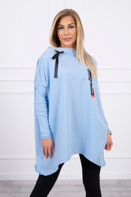 Damen OVERSIZE Sweatshirt mit längeren Seiten 0015 hellblau