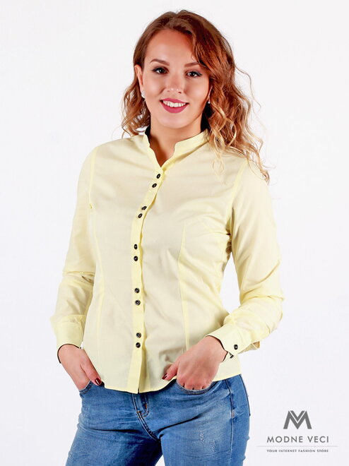 VERSABE Gelbes Damen Hemd mit Stehragen Slim Fit VS-DK1733