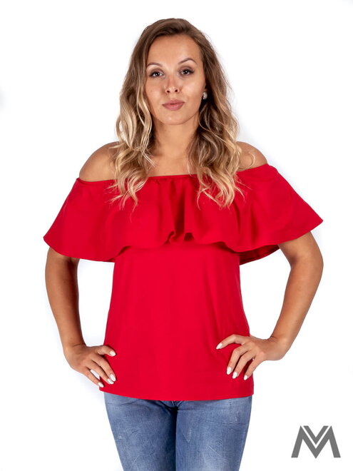 VERSABE Damen Bluse mit Falbel VS-DB 1856 rot