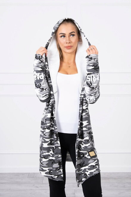 Langes Damen-Sweatshirt mit trendigen Bedrucken 033 camouflage grau