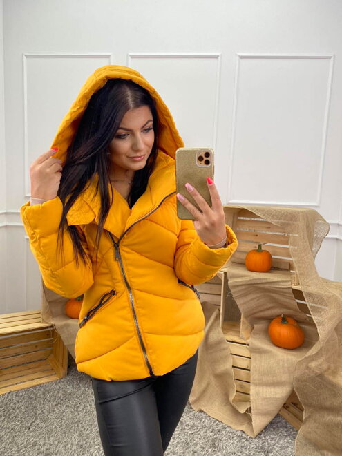 Kurze Damen Winterjacke senf