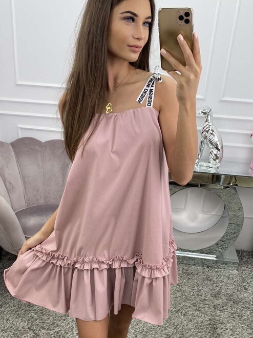Schönes Sommerkleid mit Rüsche rosa