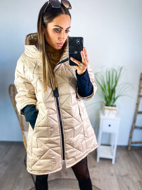 Dámska pešívaná prechodná bunda cream 