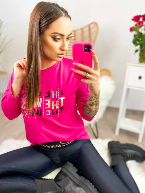 Dámsky nátelník fuchsia s nápismi 
