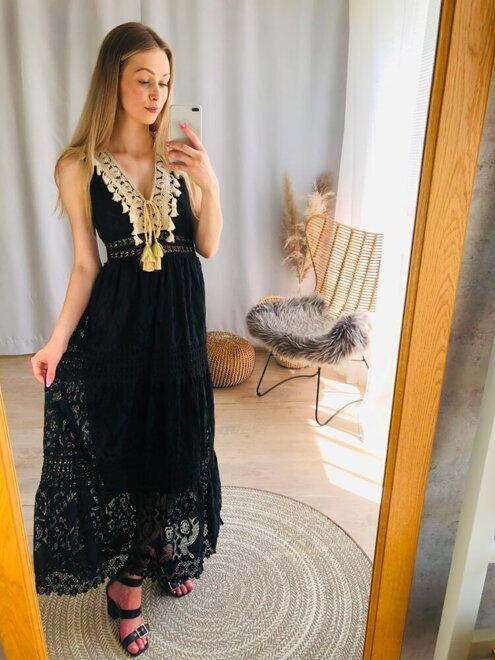 Sommerliches Spitzenkleid für Damen MFY schwarz