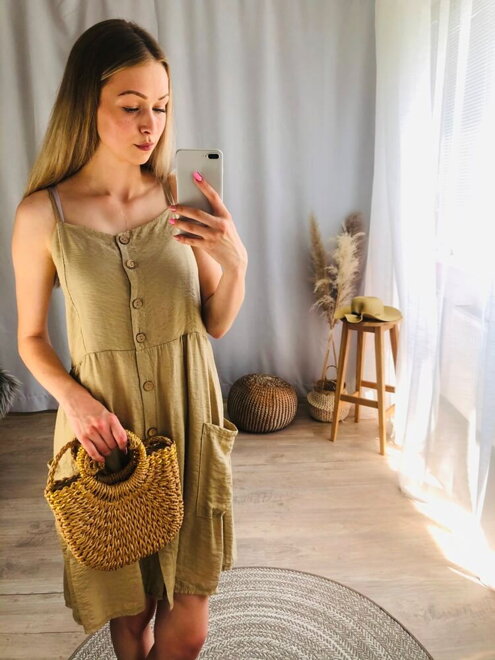 Damen Sommerkleid mit Trägern MFY beige