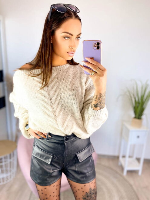 Damenpullover mit Strickmuster, creme