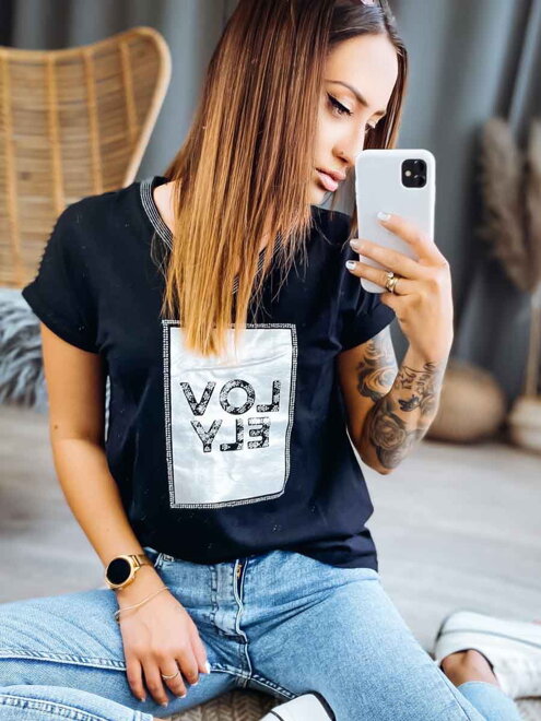 Damen T-Shirt LOVE ELY MFY schwarz