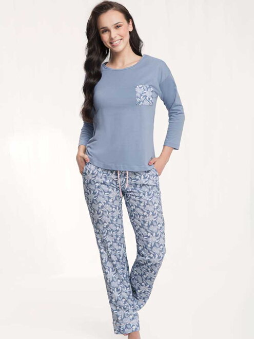 Dámske pyžamo LUNA 494 modro-šedé