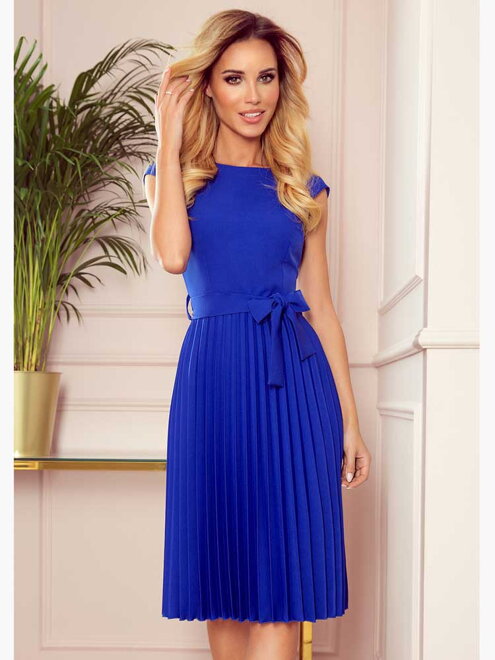 Damenkleid mit Faltenrock 311-1 blau