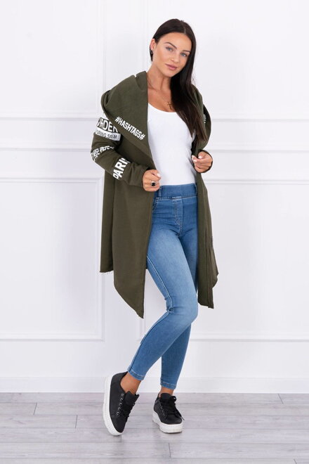 Langes Damen-Sweatshirt mit trendigen Bedrucken 033 ARMY-grün